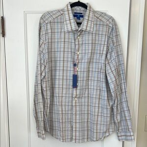 Egara Beige and Blue Checkered Shirt